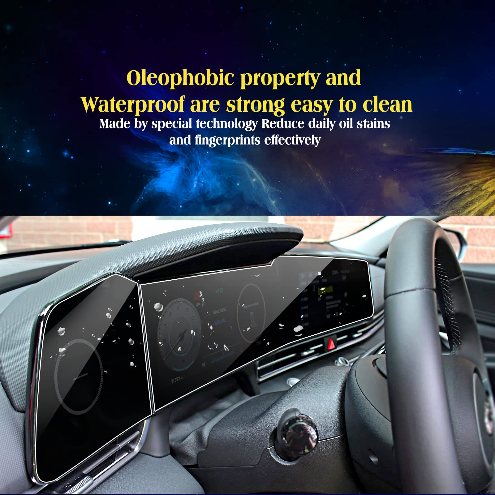 Eueky 2Pcs 2024 Screen Protector For Hyundai Elantra 2021 2022 2023 Accessories Navigation And Dashboard Touchscreen Protective